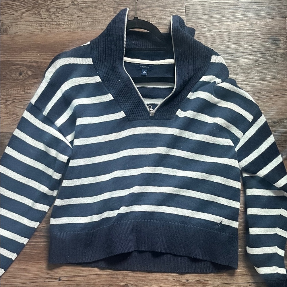 Striped Navy and Cream Women's Sweater